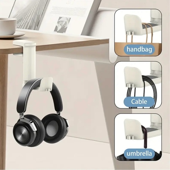 Under Desk Headphone Holder Mount 360° Rotating Clamp Hanger - Picture 5 of 10